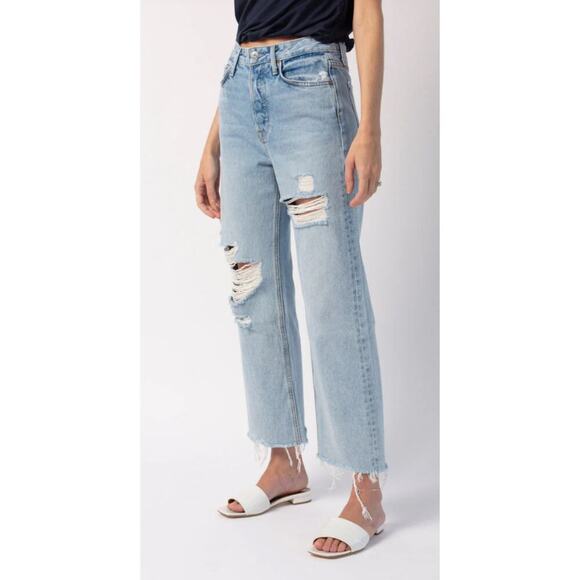 Grlfrnd Bobbi Distressed Jean Cropped in Higher Love Wash Size - Picture 3 of 12